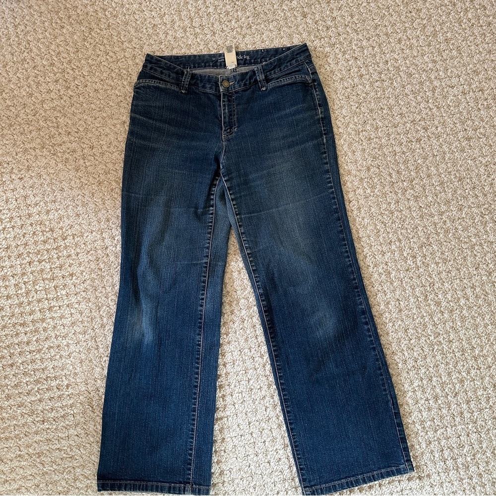 Liz Claiborne Jeans petite 8 wide leg blue jeans